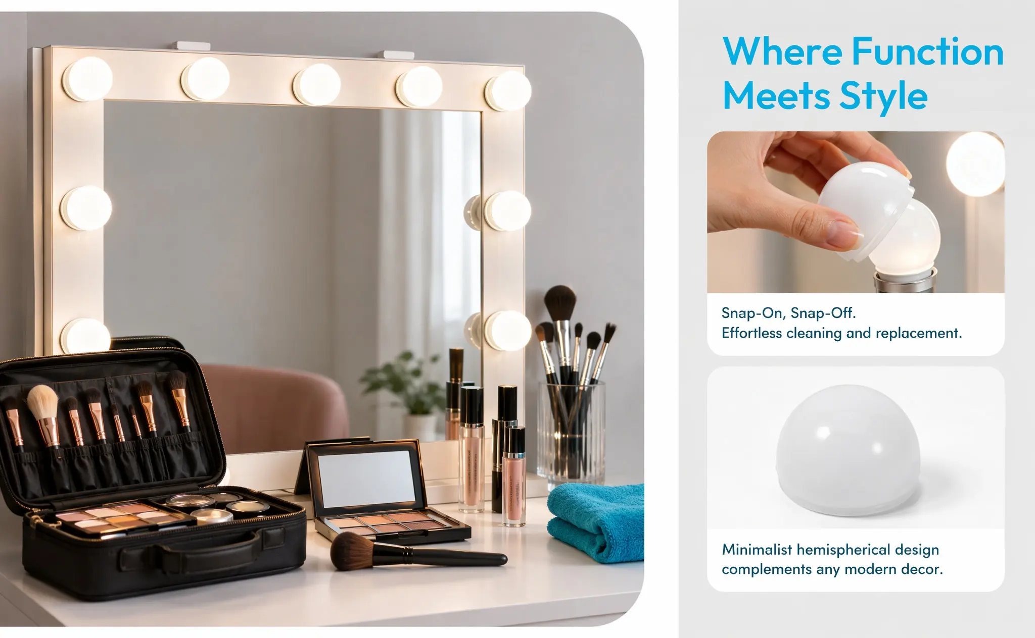 20Pcs Makeup Mirror Light Shade Replacement Globes Hemispherical Lampshade Vanity Light Bulb Shells Guard Covers LED Bulb Globe
