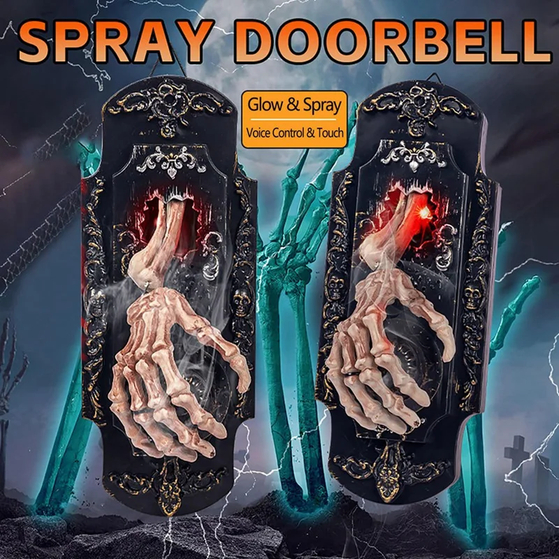 1 PCS Halloween Decorative Doorbell As Shown Automatic Sensor Doorbell Haunted Doorbell With Spooky Sound And Spray For Children