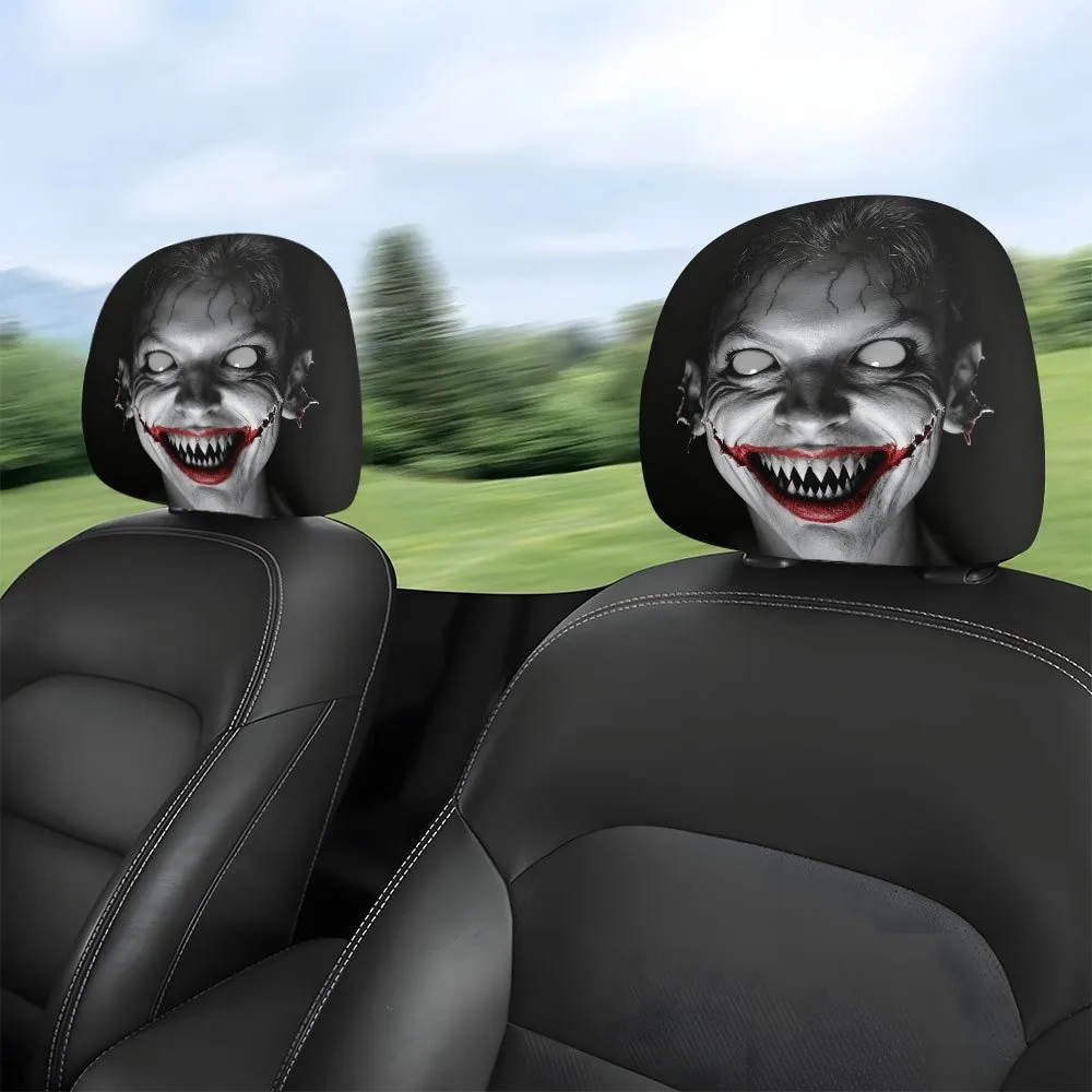 Faceless Woman Scary Print Headrest Cover, Washable, Quirky Car Atmosphere Headrest Cover