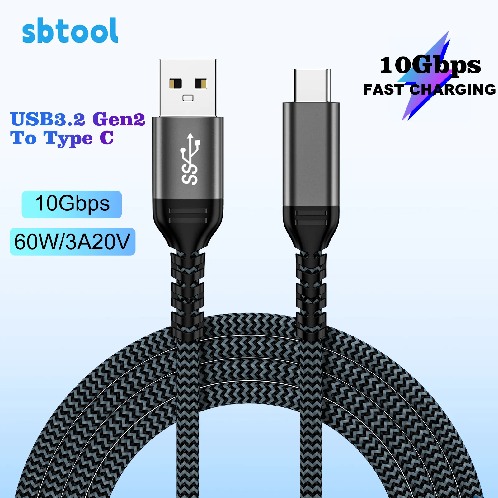 

Space Gray USB 3.2 10G W-Pattern a to C Cable for Data Transmission Compatible with HUB SSD Box Laptop
