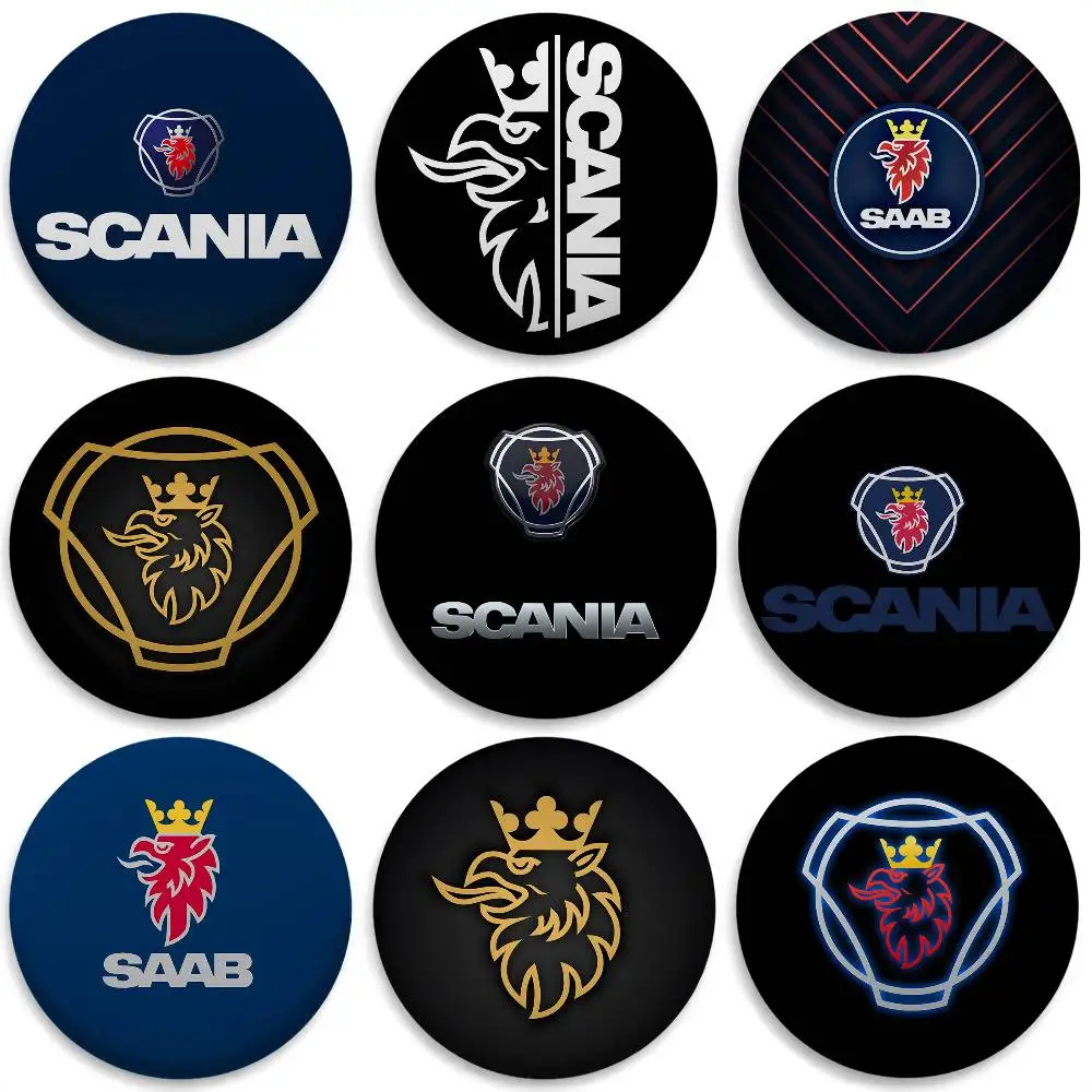 

S-ScaniaS Cool Car Logo Badges Round Exquisite Badge Brooches Creative Pins For Clothes Hat Backpack Gift Accessories