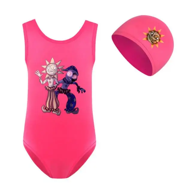 Beachwear Sundrop FNAF Sun clown Summer Cartoon Printing Imitation Cotton Milk Silk Girls Swimwear Bikini One Piece