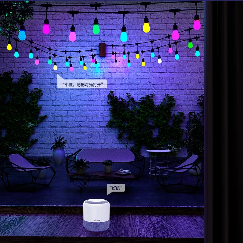 Banqcn Smart Outdoor LED Bulb String Lights 50FT 15M Rgbw Waterproof WiFiApp Control RF433 Outdoor Lighting Group Control