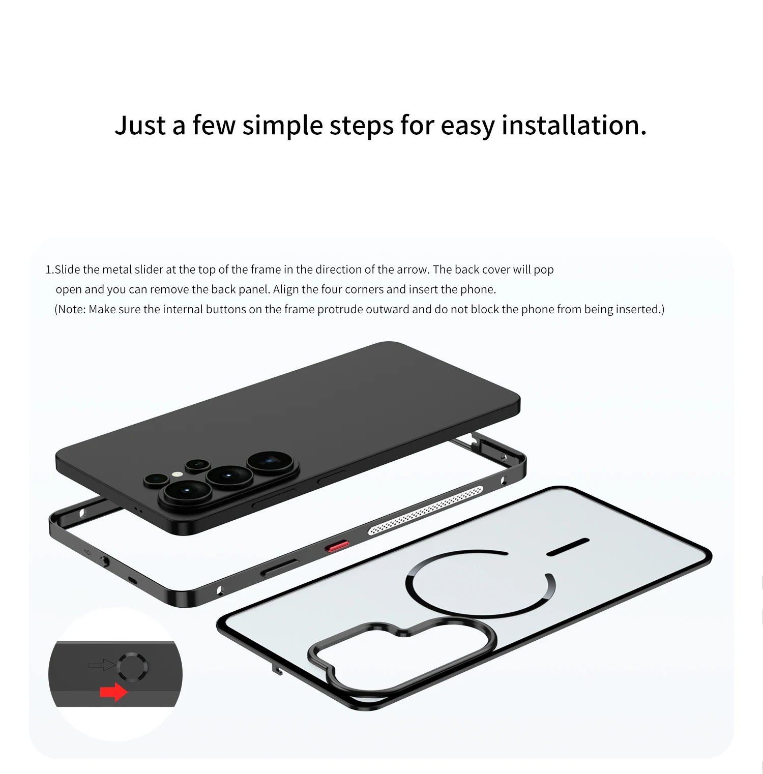 

Magnetic Pop Buckle Matte Back Case for Samsung S26/S26+, Metal Bumper Magnetic Anti‑Drop Cover