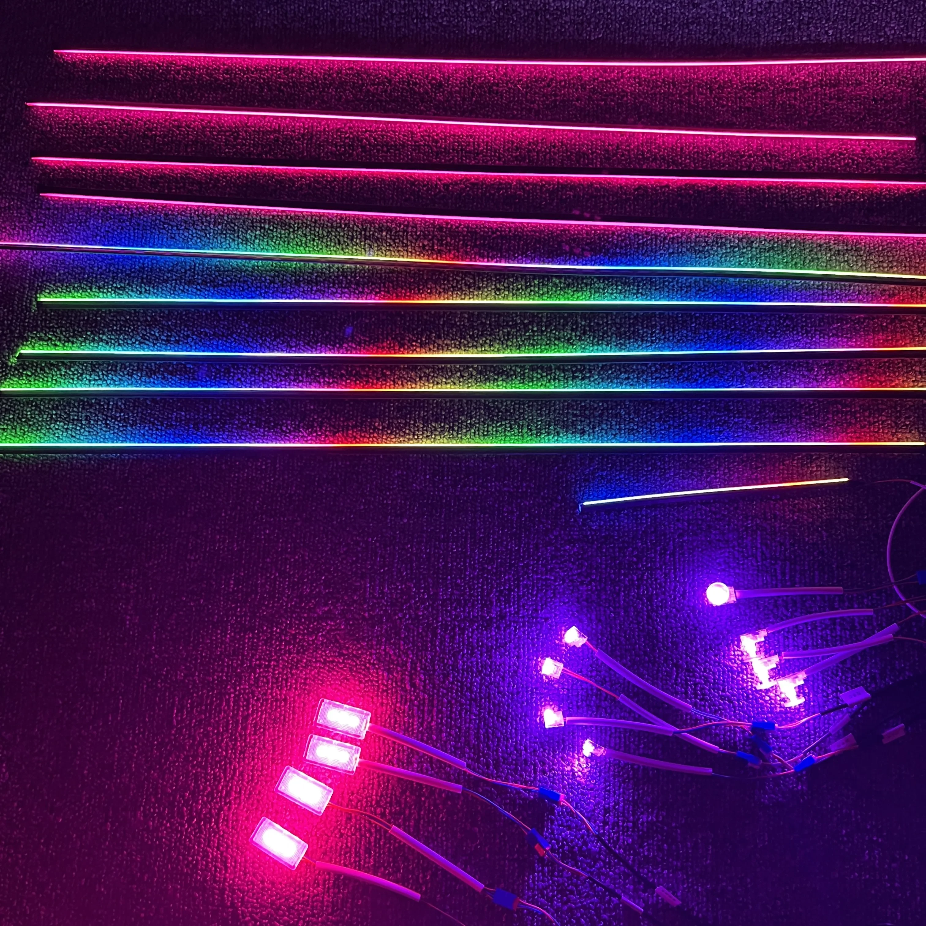 Universal 12V 6 In 1 18 In 1 64 Colors RGB LED Acrylic Car Strip Light Atmosphere Interior Dashboard Chasing Car Ambient Light