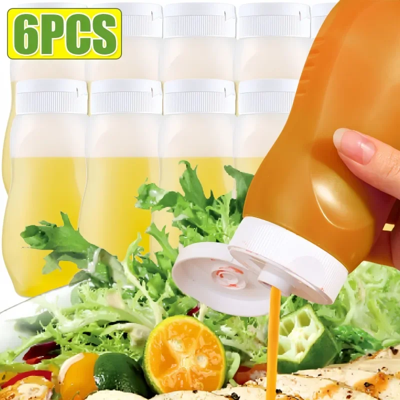 6/1PCS 330ml Condiment Squeeze Bottles Portable Seasoning Bo