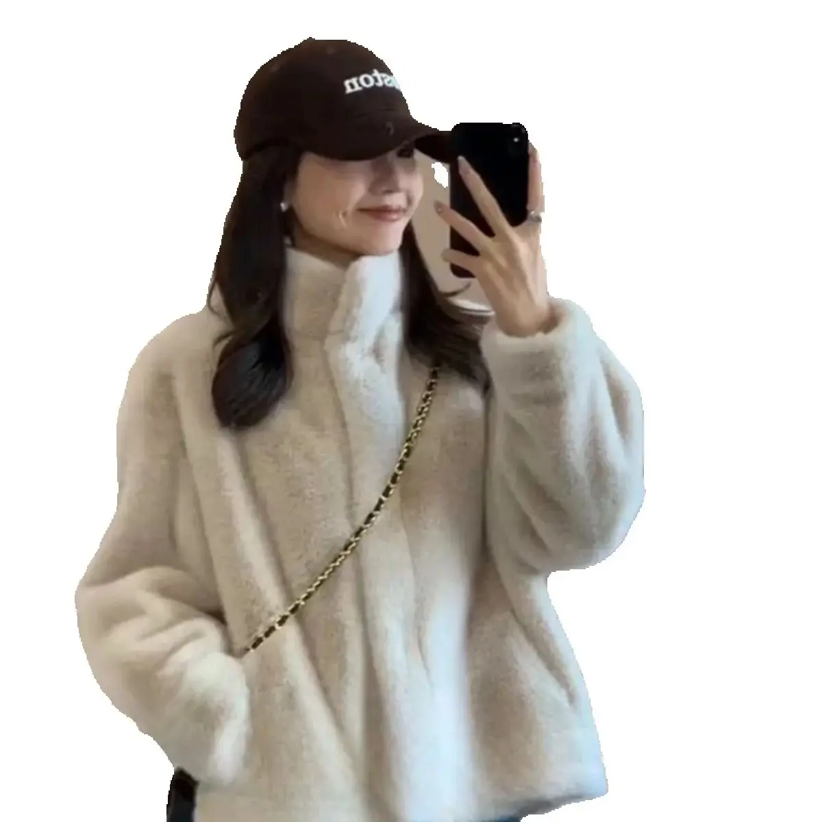 Mink fleece and fur one-piece coat for women's winter 2025 new style stand-up collar thickened eco-friendly fur short plush top