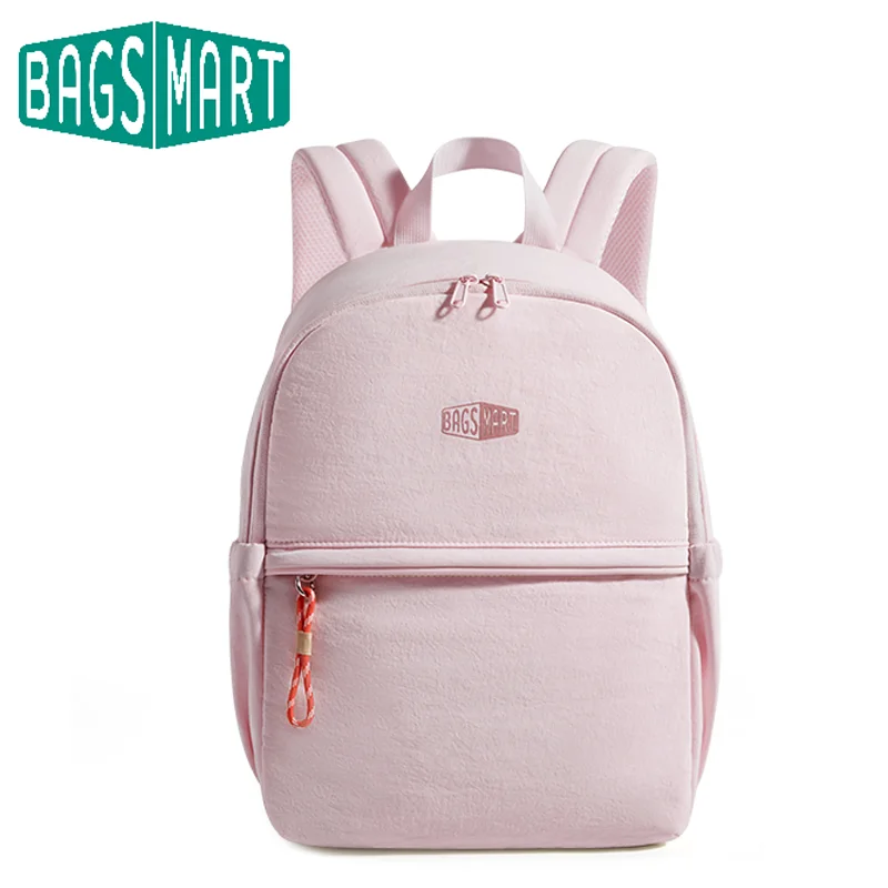 BAGSMART Girl School Backpack 14 inch Men and Women University Laptop Bag Fashion Primary High Bagpack Solid Color Bookbag