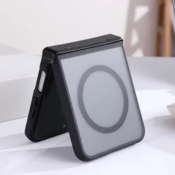 For Samsung Galaxy Z Flip 7 6 5 4 5G Magsafe Case Frosted Black Folding Transparent Hinge Magnetic Wireless Charging Hard Cover