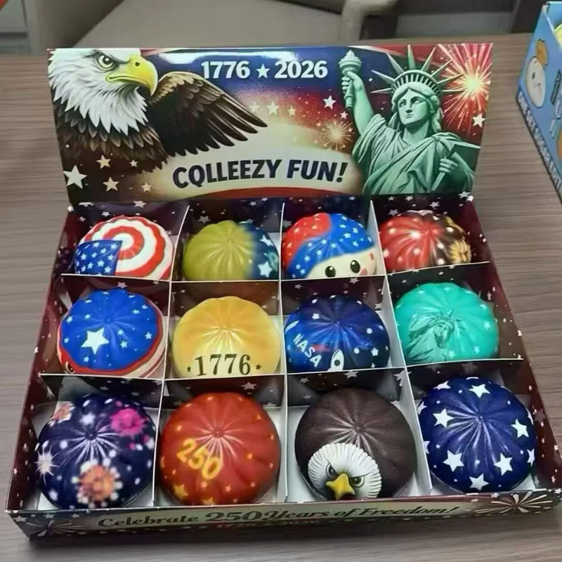 250th USA Anniversary Liberty Dumplings 12pc Gift Set 1776-2026 Eagle Statue Squishy Toy Independence Day Commemorative Gift