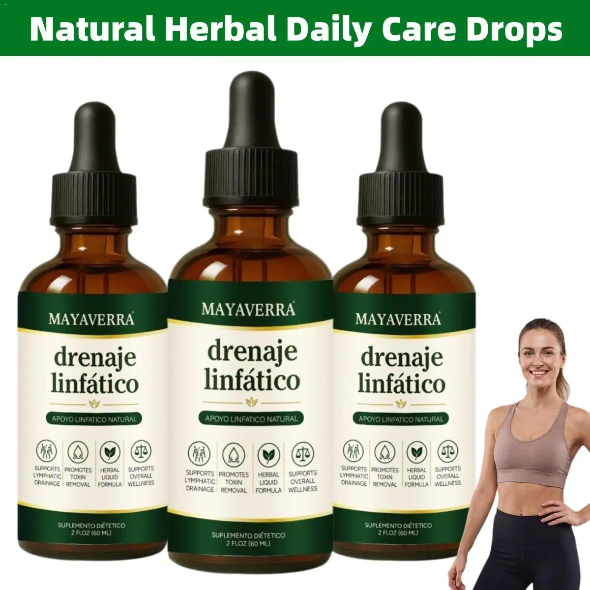 MAYA VERRA Natural Plant Premium Lymphatic Drainage Supplement Ampoule Serum,59ml Circulatory Support Drops For Improve Swelling