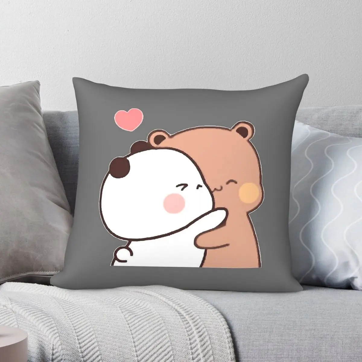 Bubu Dudu Cuddle Square Pillowcase Polyester Linen Velvet Pattern Zip Decor Room Cushion Cover 18