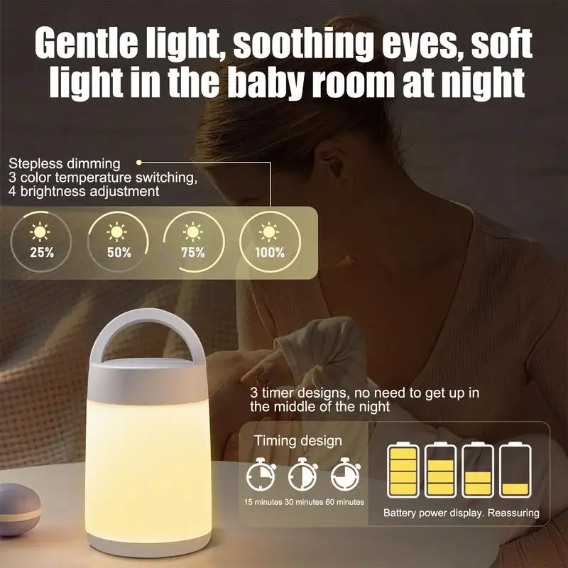 เด็กโคมไฟกลางคืน RemoteTouch 10 สี Baby Night Light พร้อมตัวจับเวลาสมาร์ทโคมไฟข้างเตียงแบบพกพาเด็กโคมไฟตั้งโต๊ะสําหรับห้องนั่งเล่น