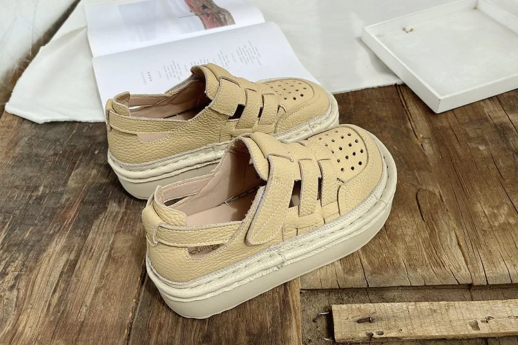 Careaymade-Genuine leather women\'s shoes Little white ugly cute dad shoes thick soled shoes muffin bottoms retro women shoes