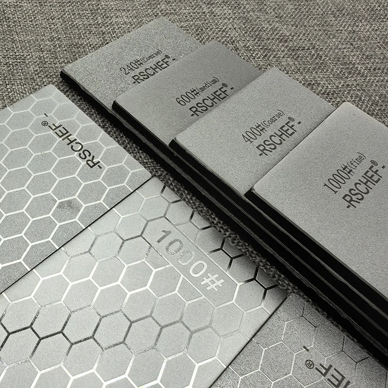 

Универсальная алмазная точилка для ножей, камень с зернистостью 240/400/600/1000 и противоскользящим основанием, компактная для карманов, кухонных инструментов для заточки