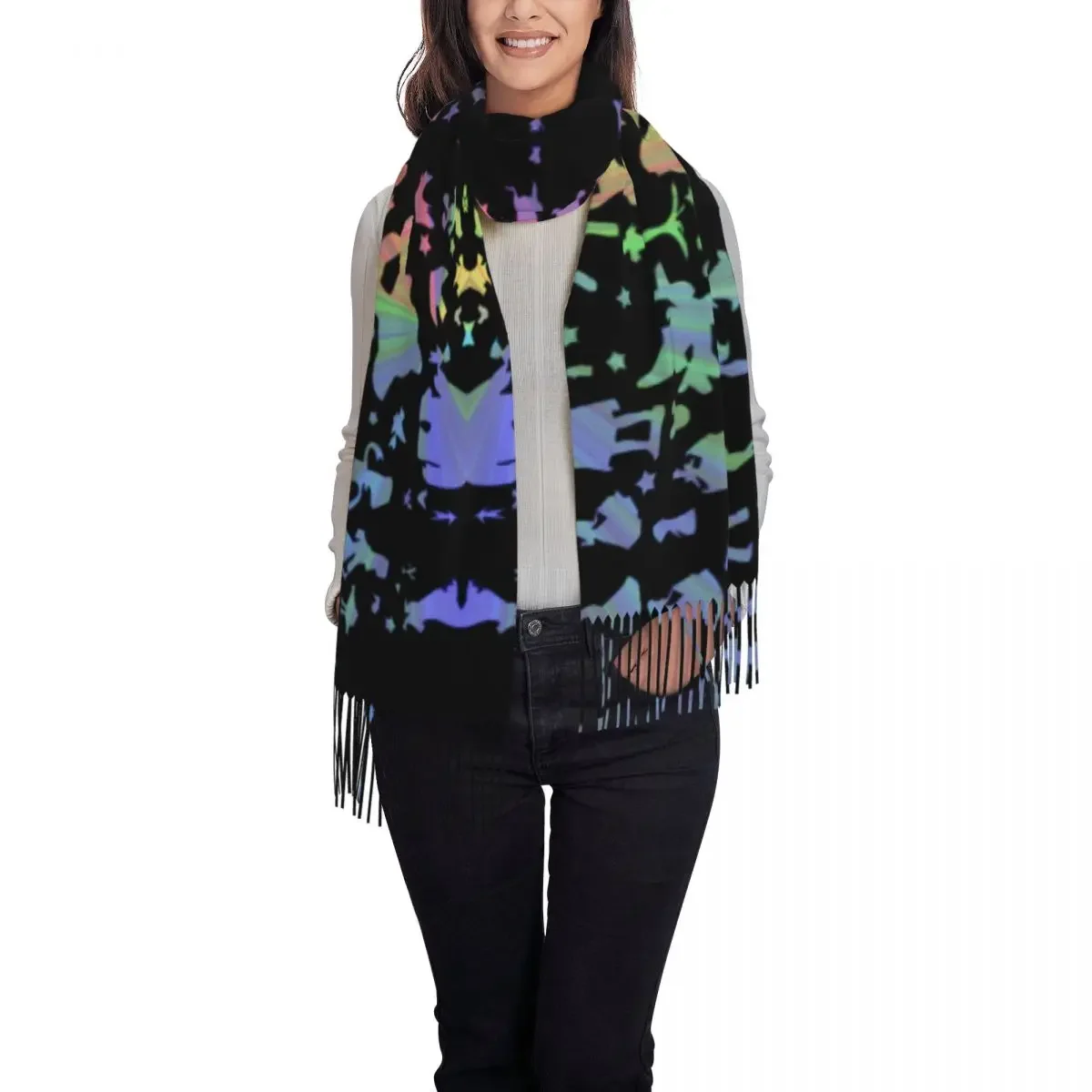 Female Long Happiest Castle On Earth ( Rainbow Explosion ) Fashion Print Scarves Women Soft Warm Tassel Shawl Wrap Scarf
