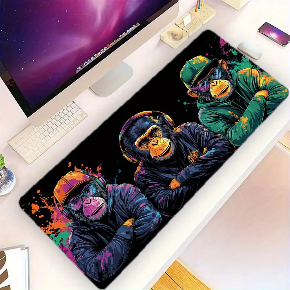 Cool Hip Hop Chimpanzee Monkeys Mouse Pad Rubber Gaming Keyboard Desk Mat Accurate Control