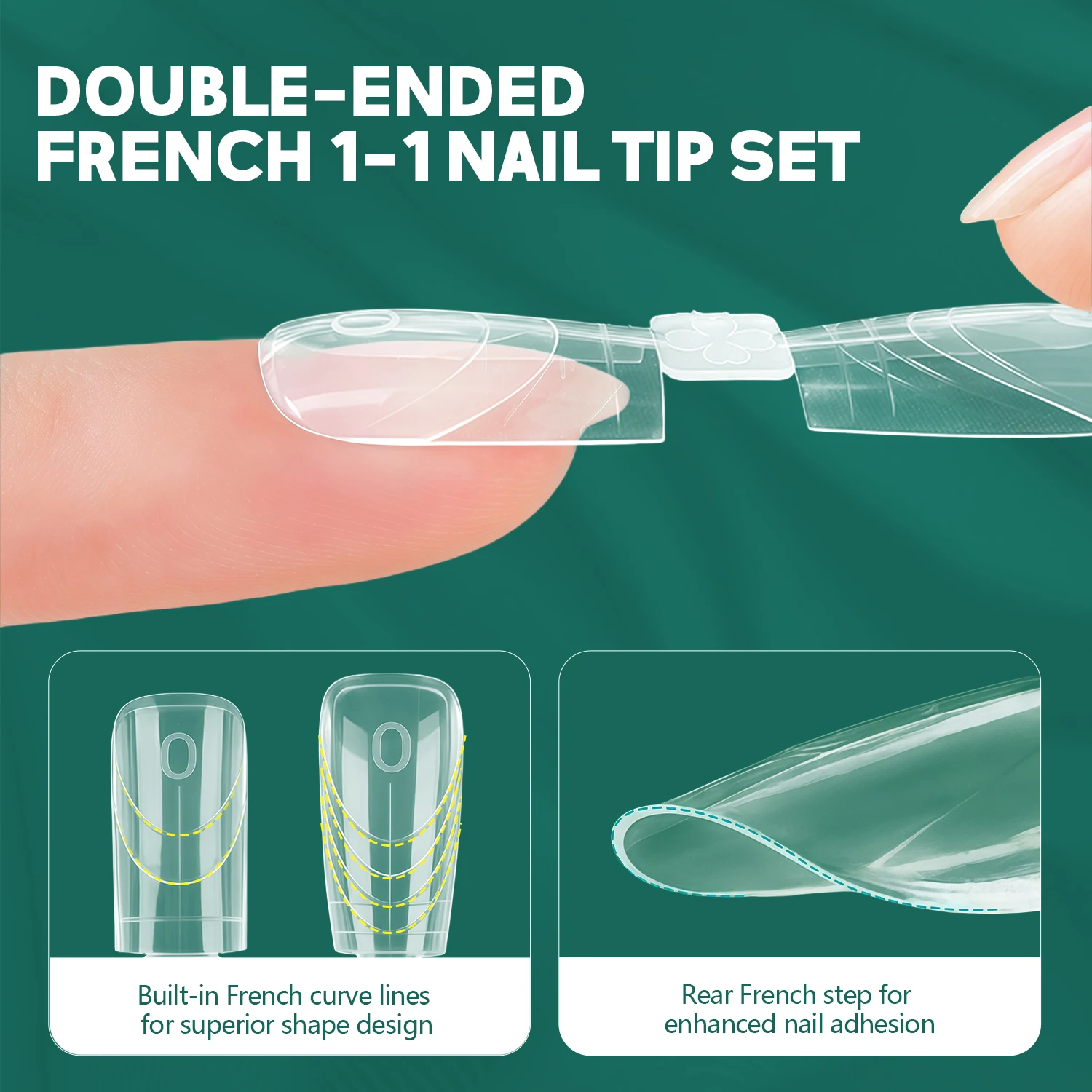 Nailpop Double-Sided Dual Forms Nail Molds Full Cover Poly Nail Gel Extension Square Coffin Acrylic Nail Tips Top Forms 150 pcs