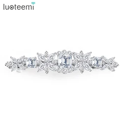 LUOTEEMI AAA Cubic Zirconia fine Hair Barrette for Women fashion elegant girl hair Jewelry Customizable hair accessory