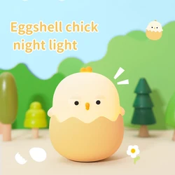 Cute eggshell chicken night lamp USB rechargeable silicone lamp tap light fun and practical desk lamp as a gift is a good choice