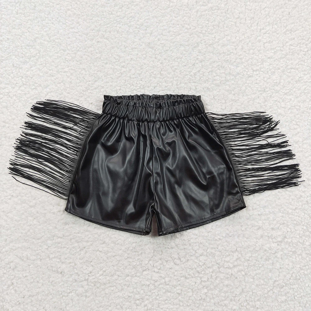 Wholesale Baby Girl Summer Clothing Children Pleather Tassel Shorts Kids Toddler Boutique Western One Piece Clothes