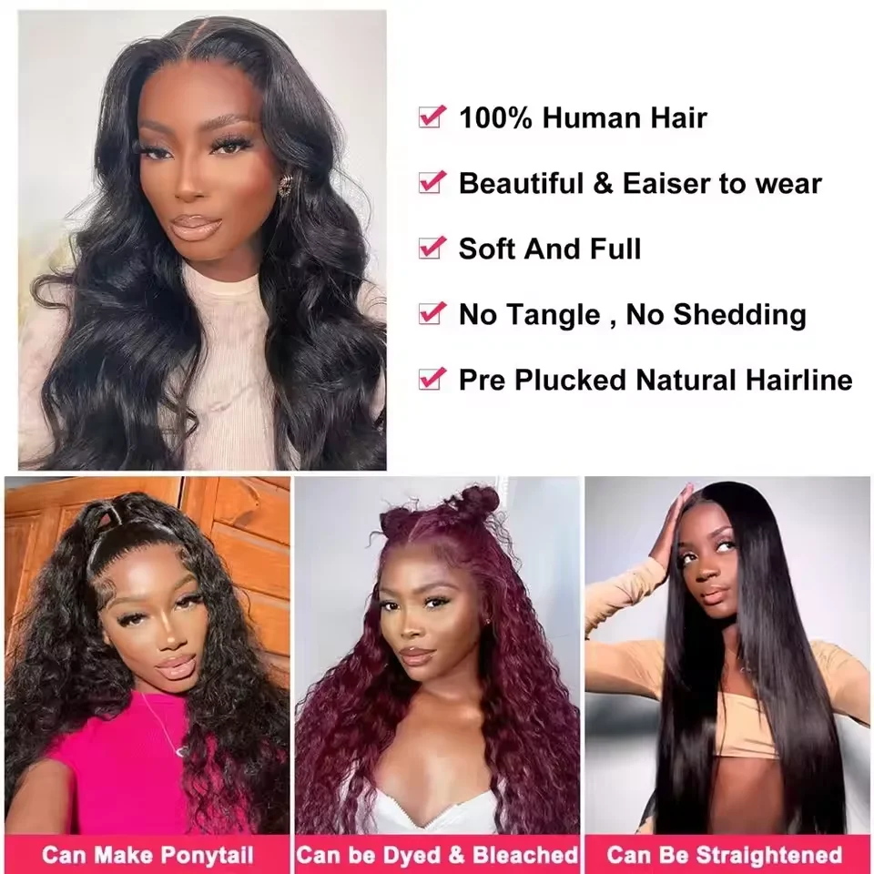 U Part V Part Body Wave Human Hair Wig 200 Density Upgrade 30 32 Inch Natural Color Brazilian Hair Wigs No Glue No Leave Out image 6