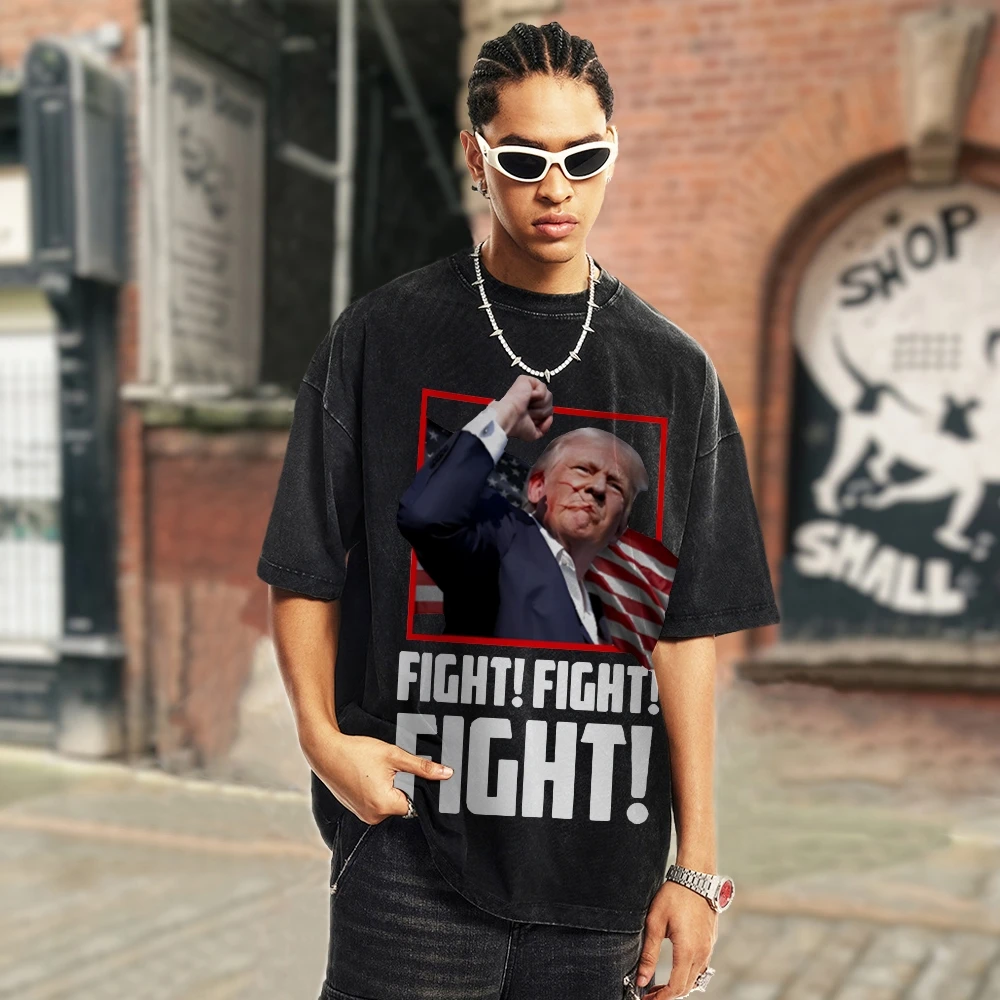 

Trump'S Solo Image Persevere Streetwea Photography Artwork Printed Trump T-Shir Commemorative Image Unisex Fit Oversized Summer