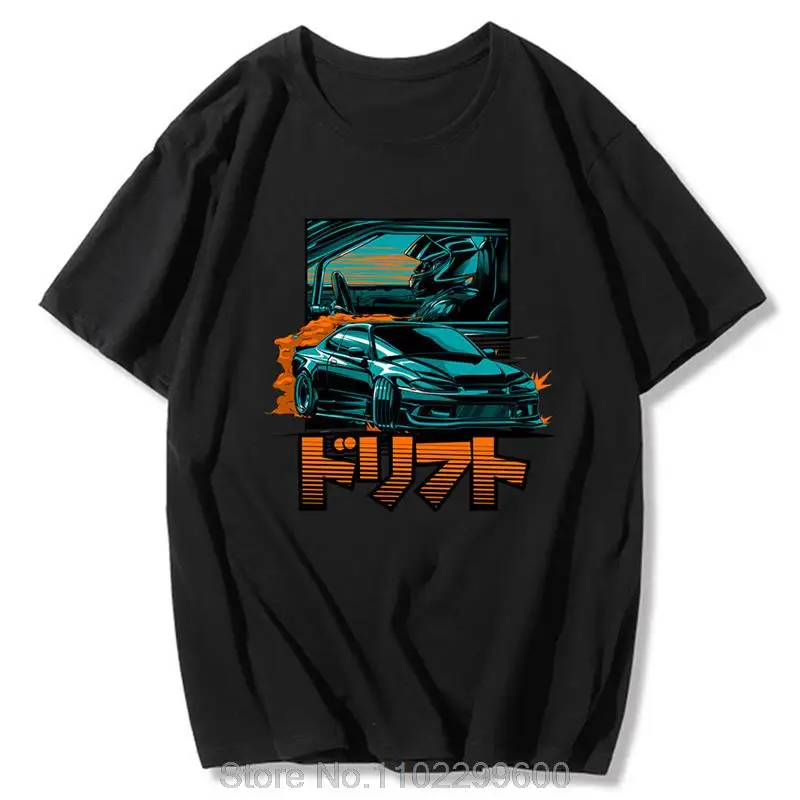 Initial D JDM Men T Shirt Japanese Car Streetwear Cotton Print T-shirt Summer Nissan Silvia Dorifto Casual Unisex Tees