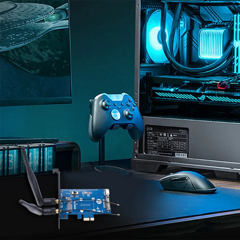 وحدة واي فاي ذكية صغيرة PCI-E Express إلى PCI-E 1X بطاقة محول 3G/4G إلى لوحة تطوير PCI-E 2 هوائيات