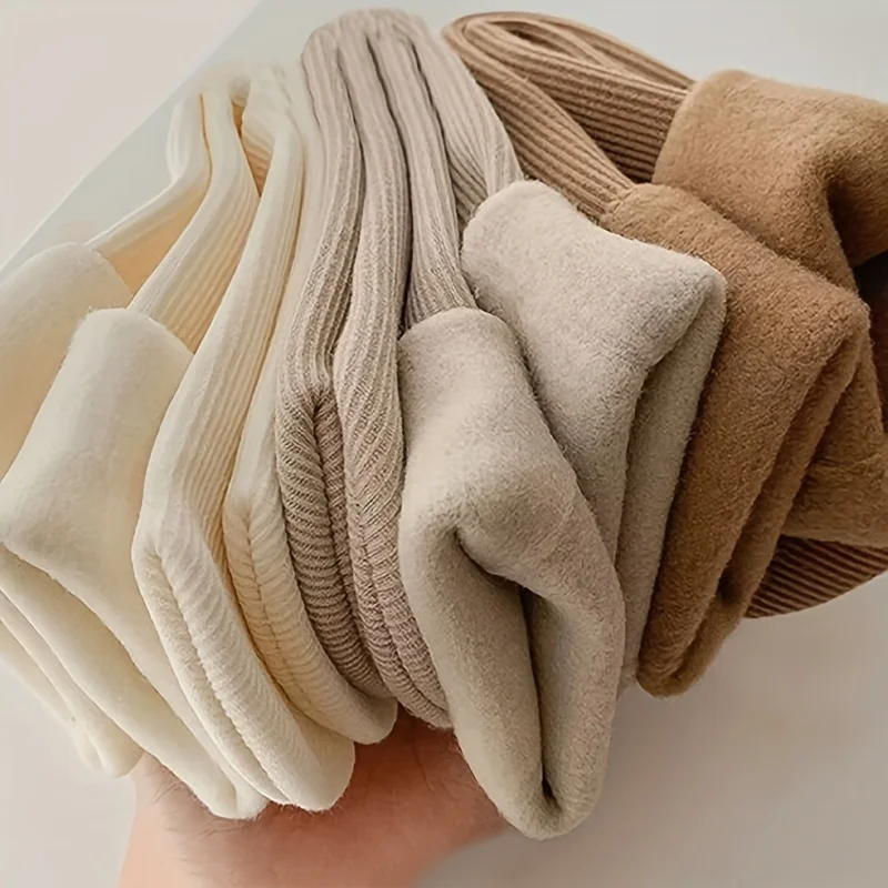 5 Paar Herbst/Winter dicke japanische Mode für Damen, einfache einfarbige, vielseitige, bequeme, warme, gerade Röhren-Schneesocken