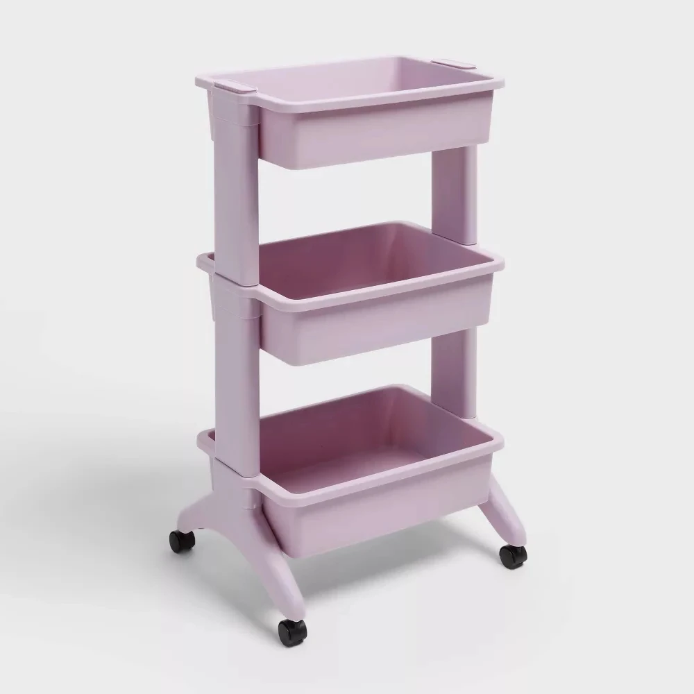 Plastic 3 Tiered Rolling Cart Organizer,3 Tier Utility Cart On Wheels,Storage Roller Cart for Dorm,Snack,Craft,Bathroom,Bedside