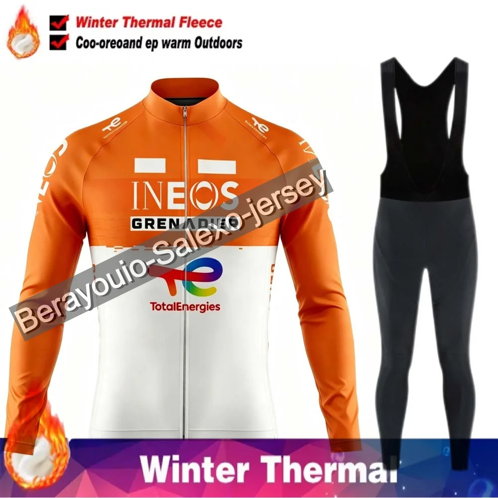 2026 INEOS Grenadier Team Cycling Jersey Set Winter Fleece Thermal Long Sleeve Winter Clothing Suit Pants Bib Bike MTB Maillot