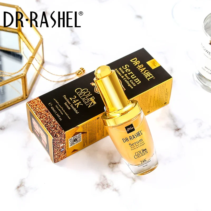 DR.RASHEL 24K Real Gold Atoms Collagen Serum Moisturizing Nourishing Whitening Fading Dark Spots Makeup Primer Facial Serum