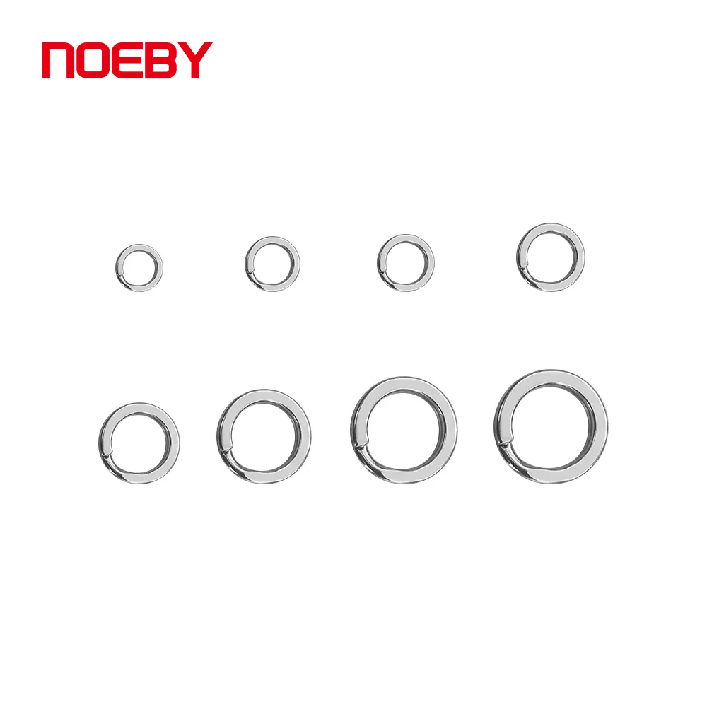 Noeby Split Ring Stainless Steel Fishing Double Oval Solid Ring Accessories for Fishing Hook Snap Lure Swivel Connector Ring
