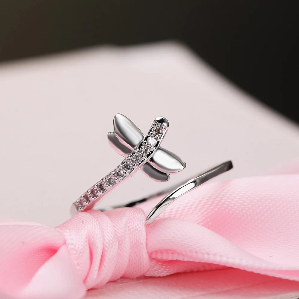Women's 18K Gold Crystal Dragonfly Ring