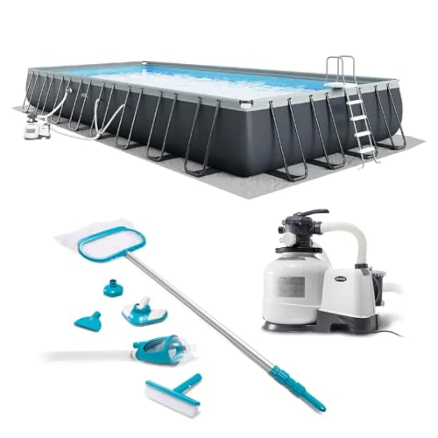

26373EH Ultra XTR 32ft x 16ft x 52in Above Ground Swimming Pool Set with Sand Filter Pump and Deluxe Maintenance Cleaning Kit
