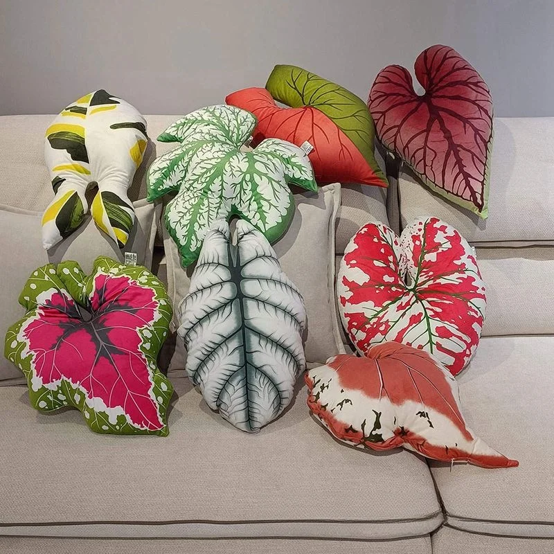 Leaves Plant Cushion Tropical Plants Pillow for Living Room Sofa Cushion Leaf Pillow Turtle Back Decorative  Green Bedroom