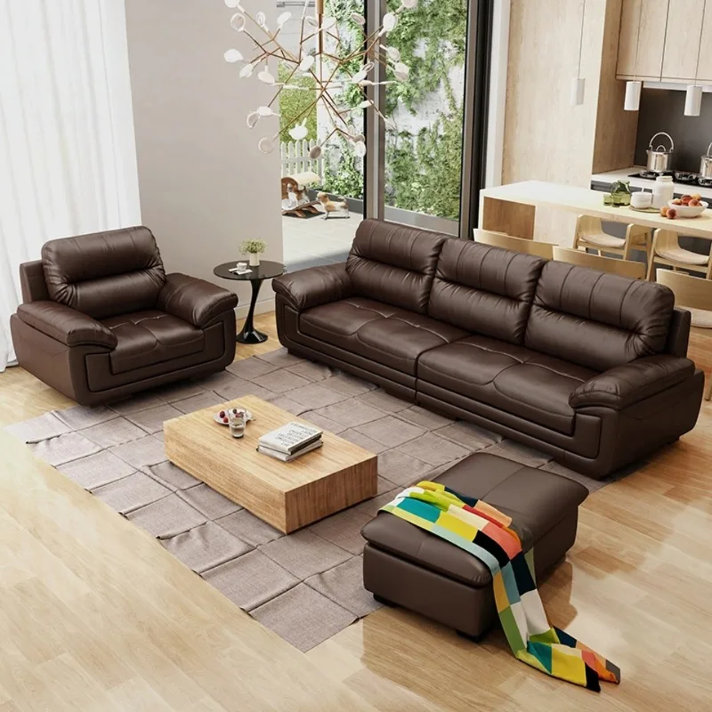 

Office sofa three-person business coffee table combination leather simple negotiation lounge room reception sofa