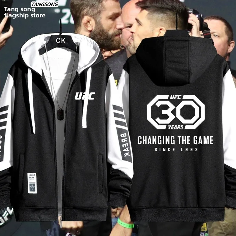 

New MMA Mixed Martial Arts Respect Battle Hooded Jaet Men's Loose Outerwear Cardigan Clothes Polyester Long Sve Zipper