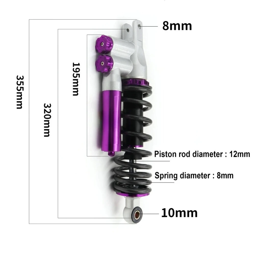 320mm Motorcycle with Hydraulic Rear Adjust Damping Shock Absorber for HONDA Yamaha Niu Ninebot Scooter Dirt Pit Bike ATV Quad