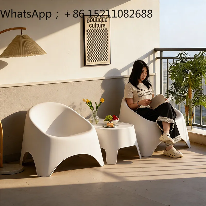 SCY outdoor rain and sun protection sofa creative plastic stackable balcony garden courtyard sofa chair combination