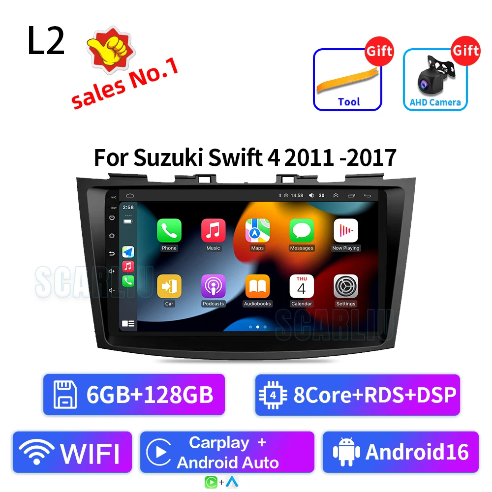 Android 16 Autoradio Stereo Voor Suzuki Swift 4 2011 2012 2013 2014-2017 Multimedia Video Player Carplay auto Audio Stereo GPS - afbeelding 1