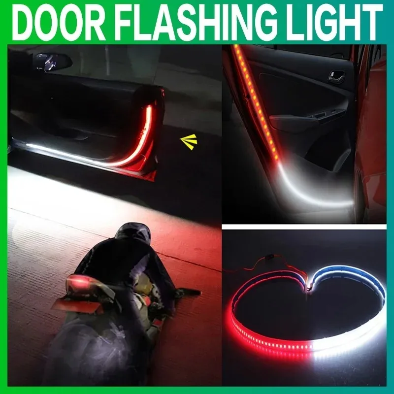 Car LED Door Warning Light Strip: Welcome Light, Waterproof Signal, Anti-Collision Safety for Night Visibility.