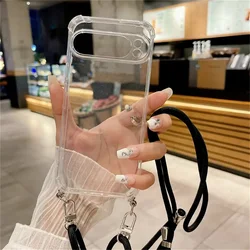 High-Quality Clear Phone Case For Google Pixel 9 Pro XL 8A Crossbody Necklace Cord Lanyards Transparent Bumper Case Soft Cover