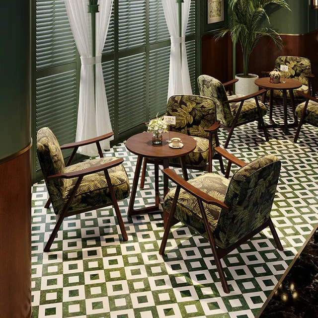 Western Restaurant Commercial Retro Booth Sofa Chair Combination Table and Chair French Restaurant Table and Chair 2