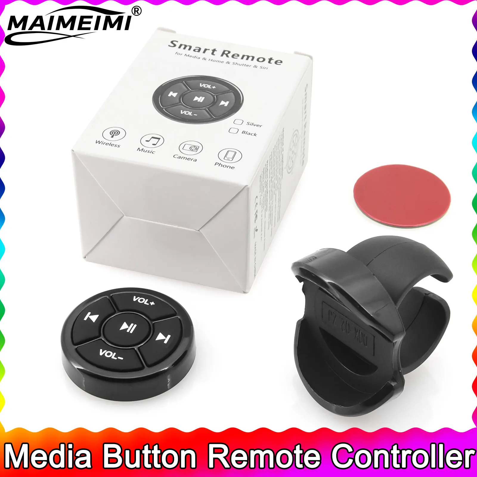 

5-клавишный медиа-беспроводной Bluetooth-совместимый медиа-кнопочный пульт дистанционного управления для автомобиля, мотоцикла, рулевое колесо, MP3-плетение музыки для Android