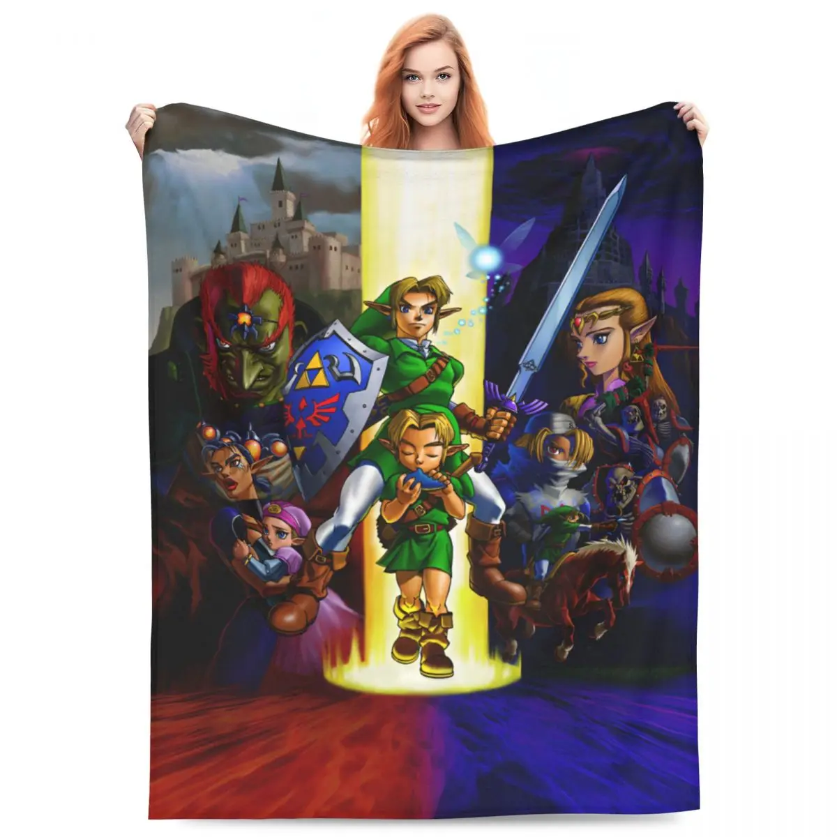 Game Z-Zelda Link Cartoon Blanket Flannel Textile Decor Portable Lightweight Throw Blanket for Sofa Travel Bedding Throws