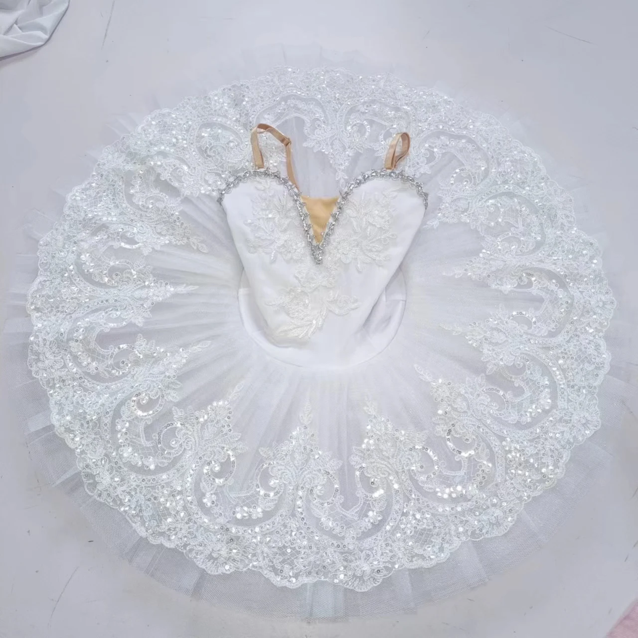 White Sequined Professional Ballet Tutu Women Adult Ballet Dress Girls Kids Stage Wear Swan Lake Dance Ballerina Costumes Wear