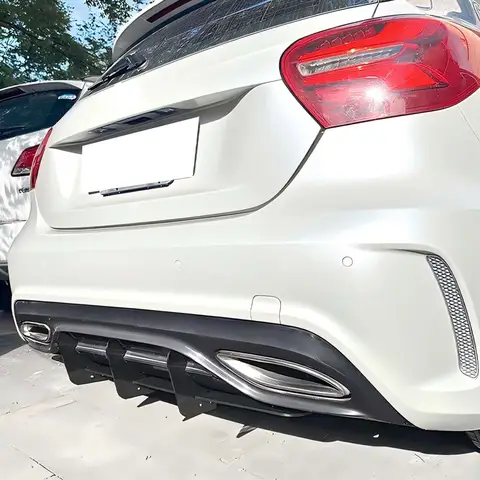 Car Rear Bumper Lip Diffuser Spoiler Splitter For Mercedes Benz A Class W176 AMG Line 2016-2018 Hatchback Body Kits Black Tuning