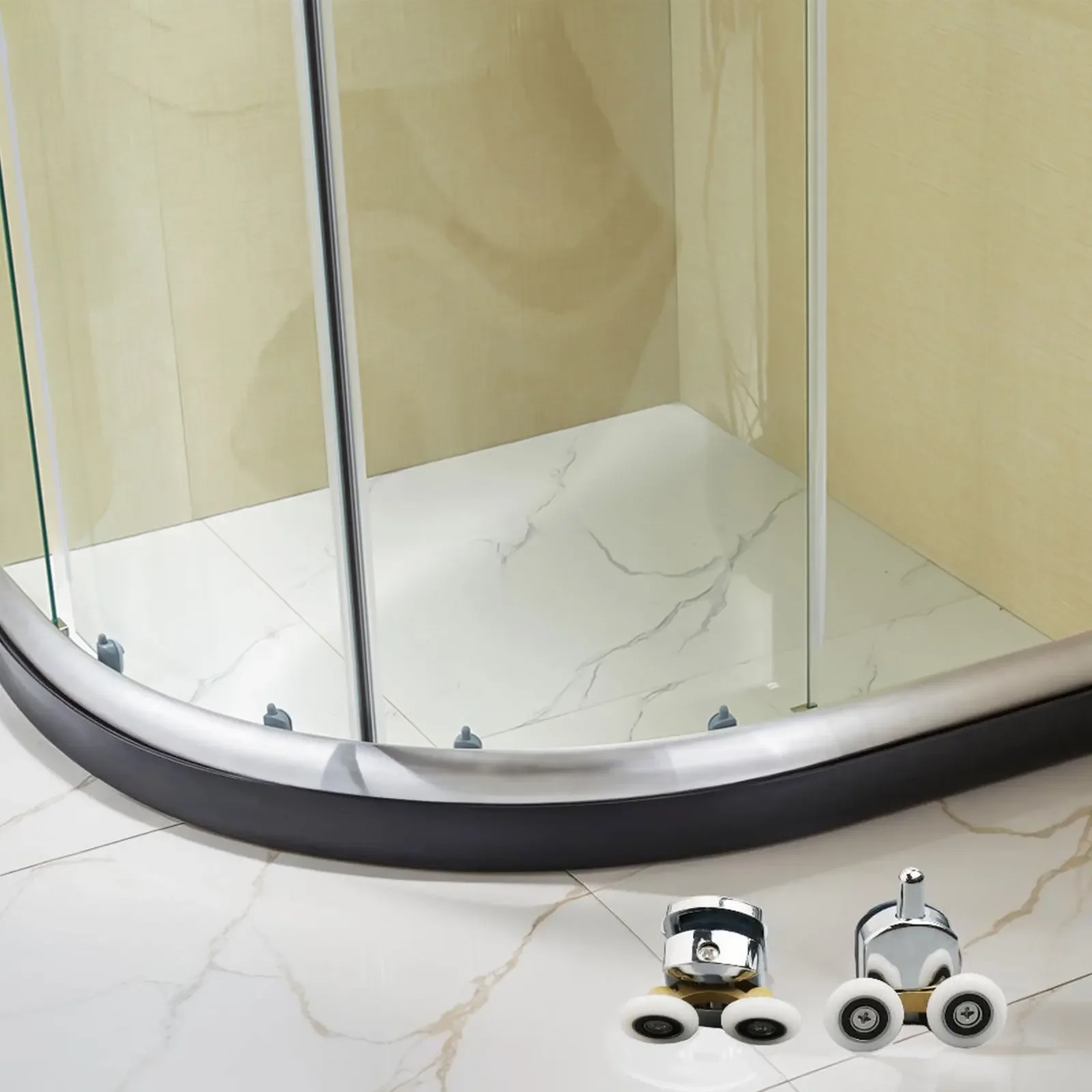 Metal Roller Set For Bathroom Shower Doors 4Pcs With Anti Rust Properties Suitable For Steam Room And Wet Environment Use